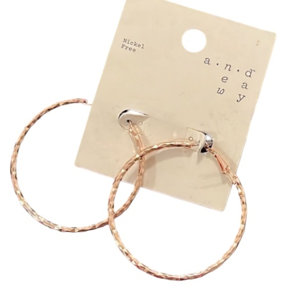 a new day Jewelry - NWT A New Day Rose Gold Tone Diamond Cut Hoop Earrings